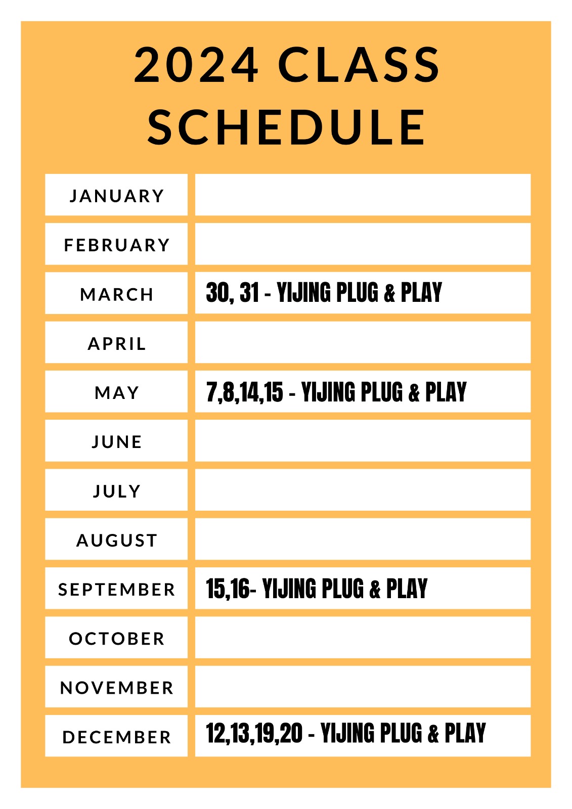 yijing house class schedule